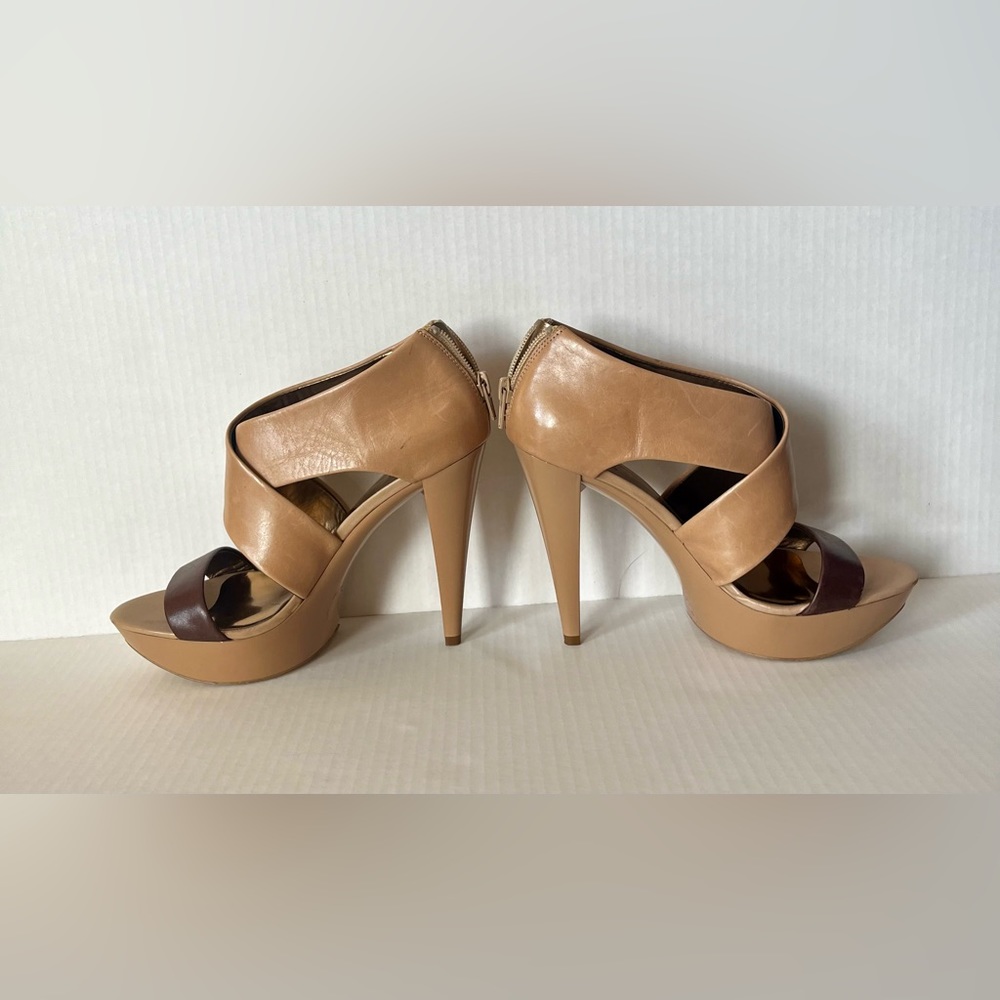 CARLOS tan/brown platform pump, 7.5